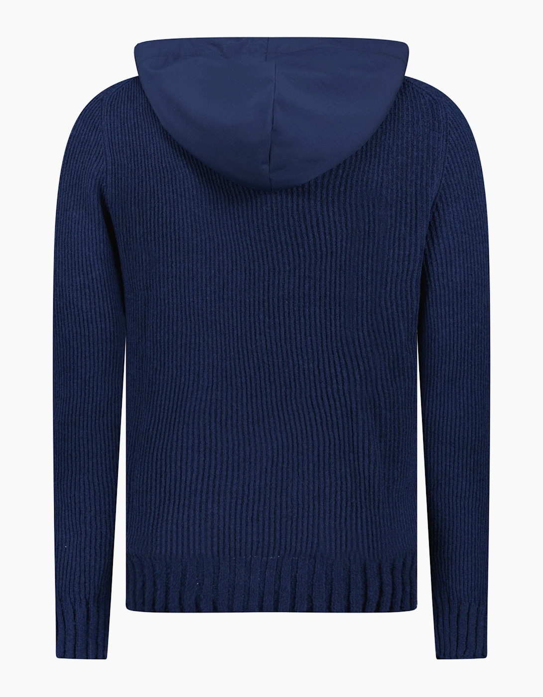 Gran Sasso Ribbed Zip-Up Hoodie in Navy