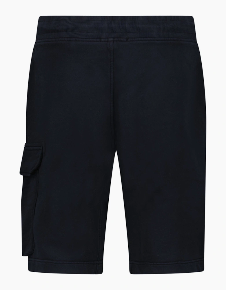 CP Company Cotton Diagonal Fleece Cargo Sweat Shorts in Navy Blue