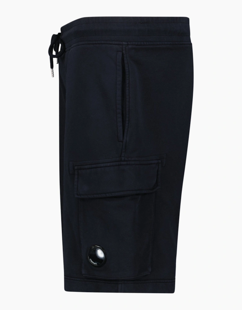 CP Company Cotton Diagonal Fleece Cargo Sweat Shorts in Navy Blue
