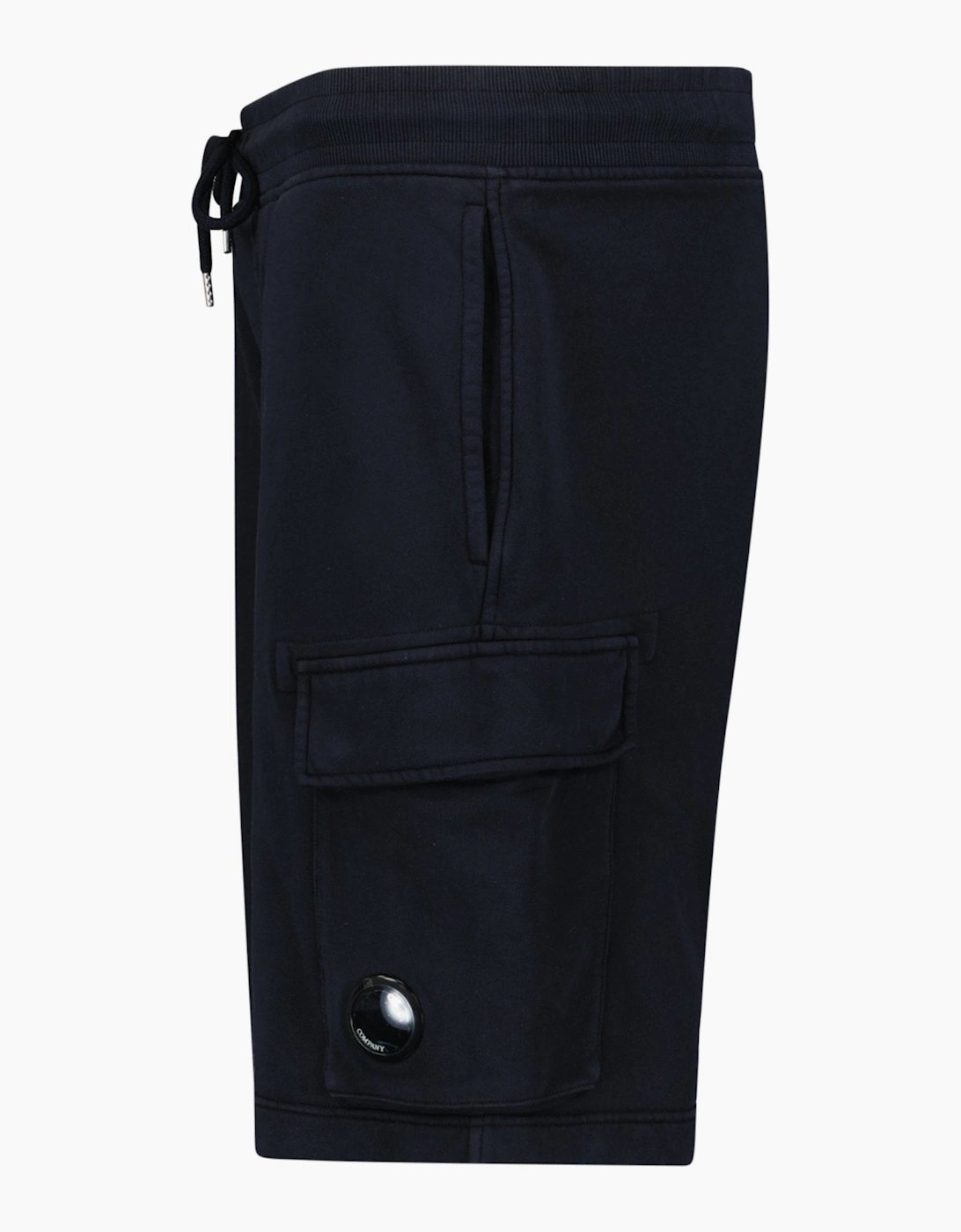 CP Company Cotton Diagonal Fleece Cargo Sweat Shorts in Navy Blue