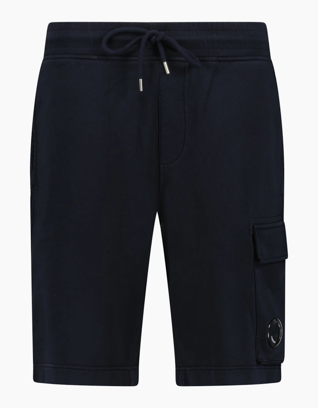 CP Company Cotton Diagonal Fleece Cargo Sweat Shorts in Navy Blue