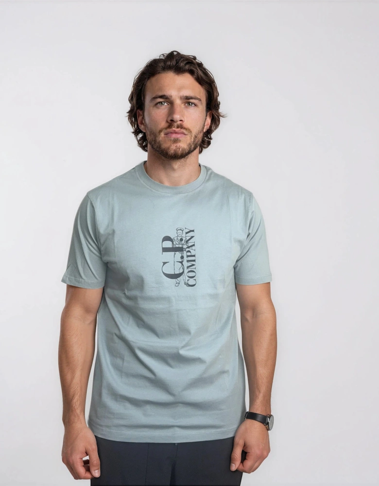 CP Company 30/1 Jersey Short Sleeve Printed T-Shirt in Blue