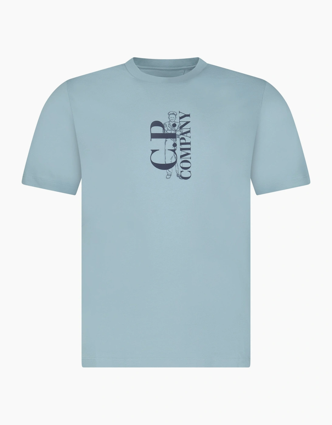 CP Company 30/1 Jersey Short Sleeve Printed T-Shirt in Blue