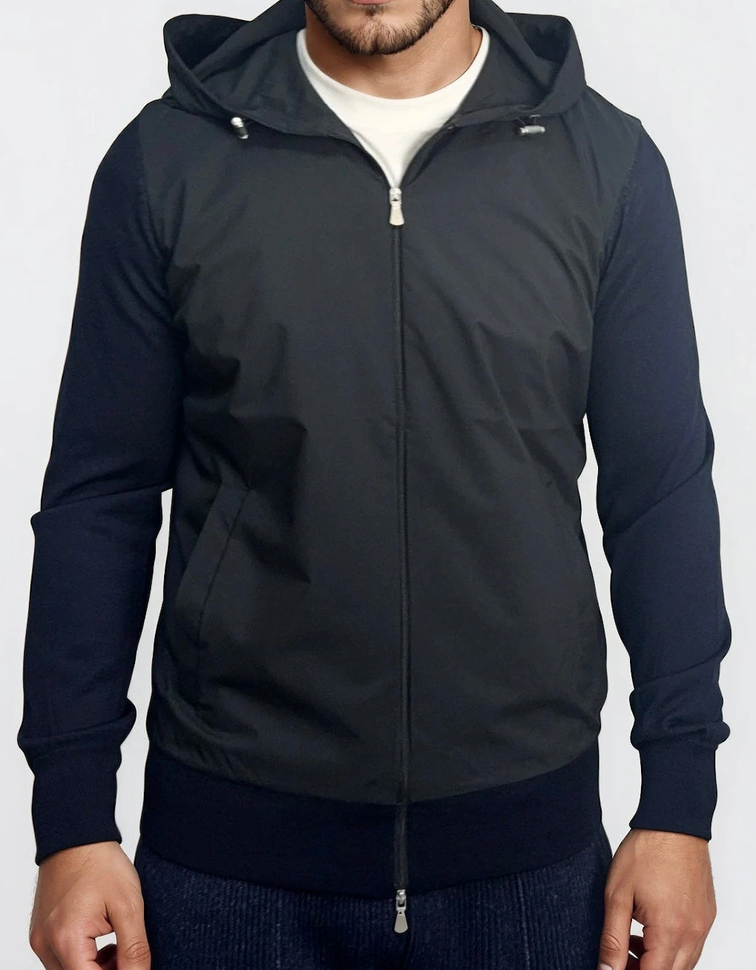 Gran Sasso Athleisure Hooded Jacket in Navy Blue