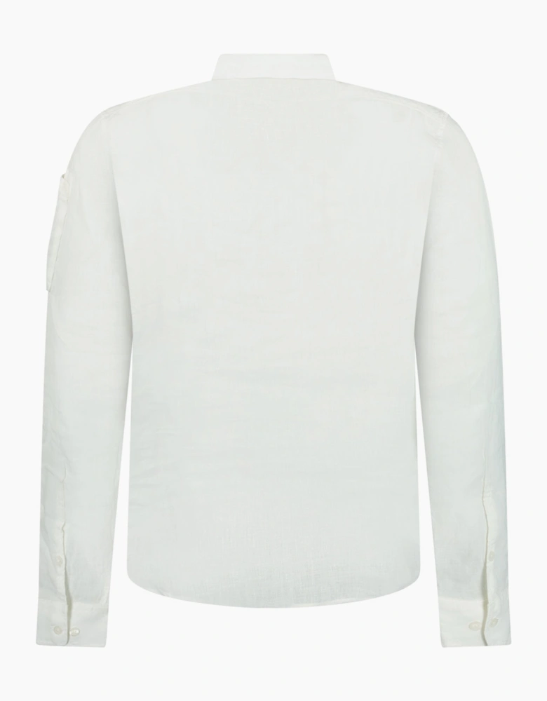 CP Company Linen Lens Safari Shirt in White