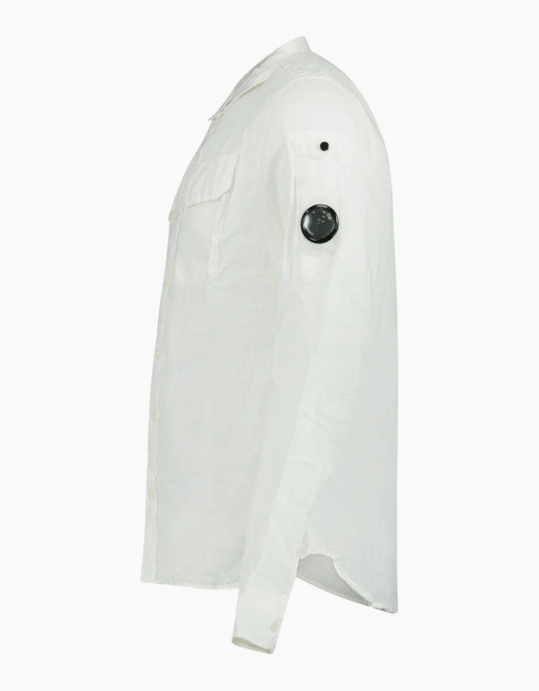 CP Company Linen Lens Safari Shirt in White