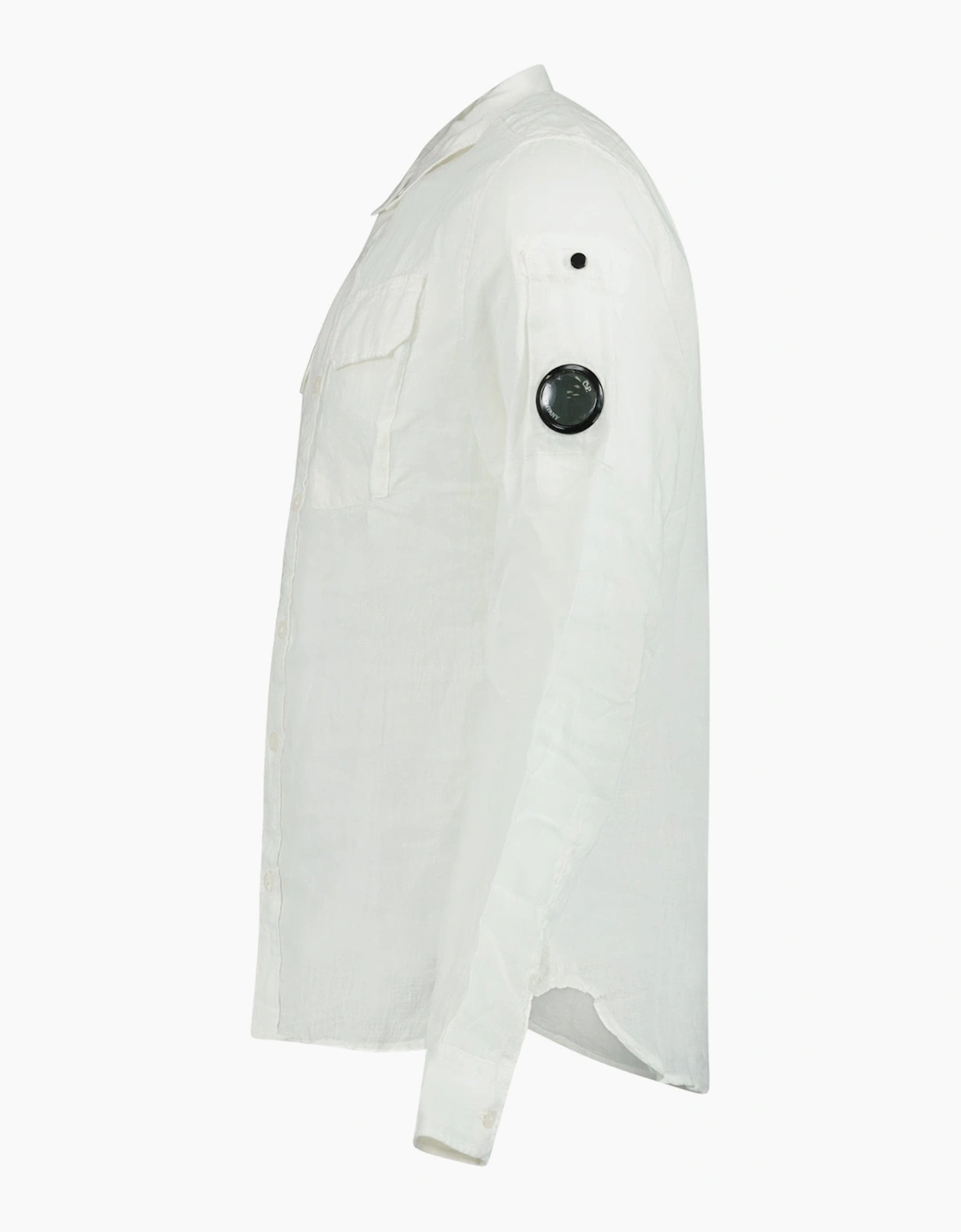 CP Company Linen Lens Safari Shirt in White