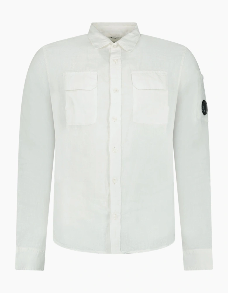 CP Company Linen Lens Safari Shirt in White