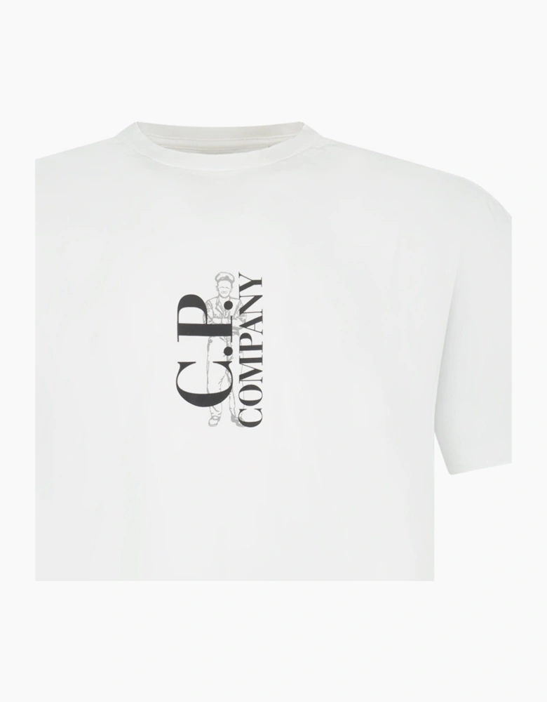 CP Company 30/1 Jersey Short Sleeve Printed T-Shirt in White