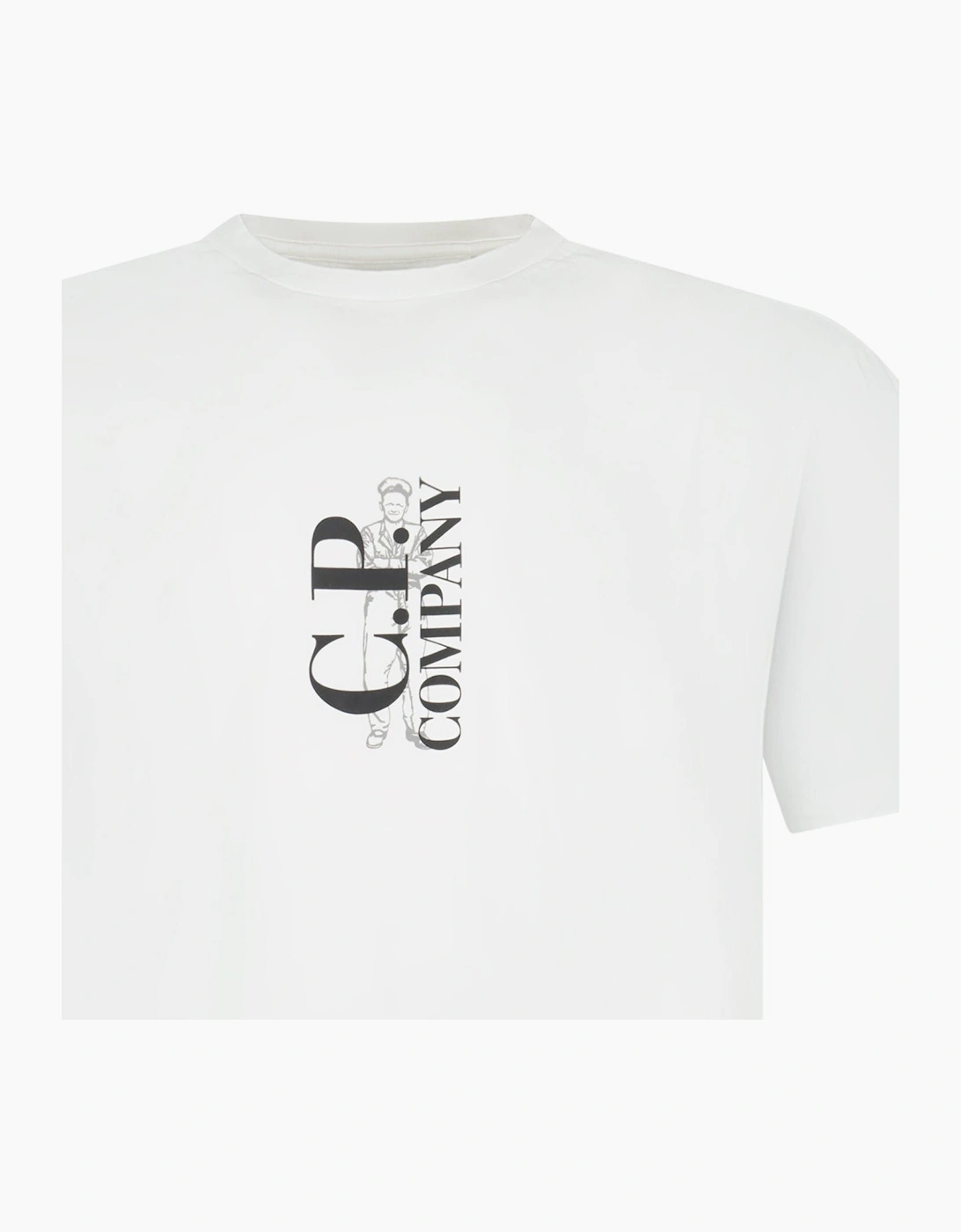 CP Company 30/1 Jersey Short Sleeve Printed T-Shirt in White