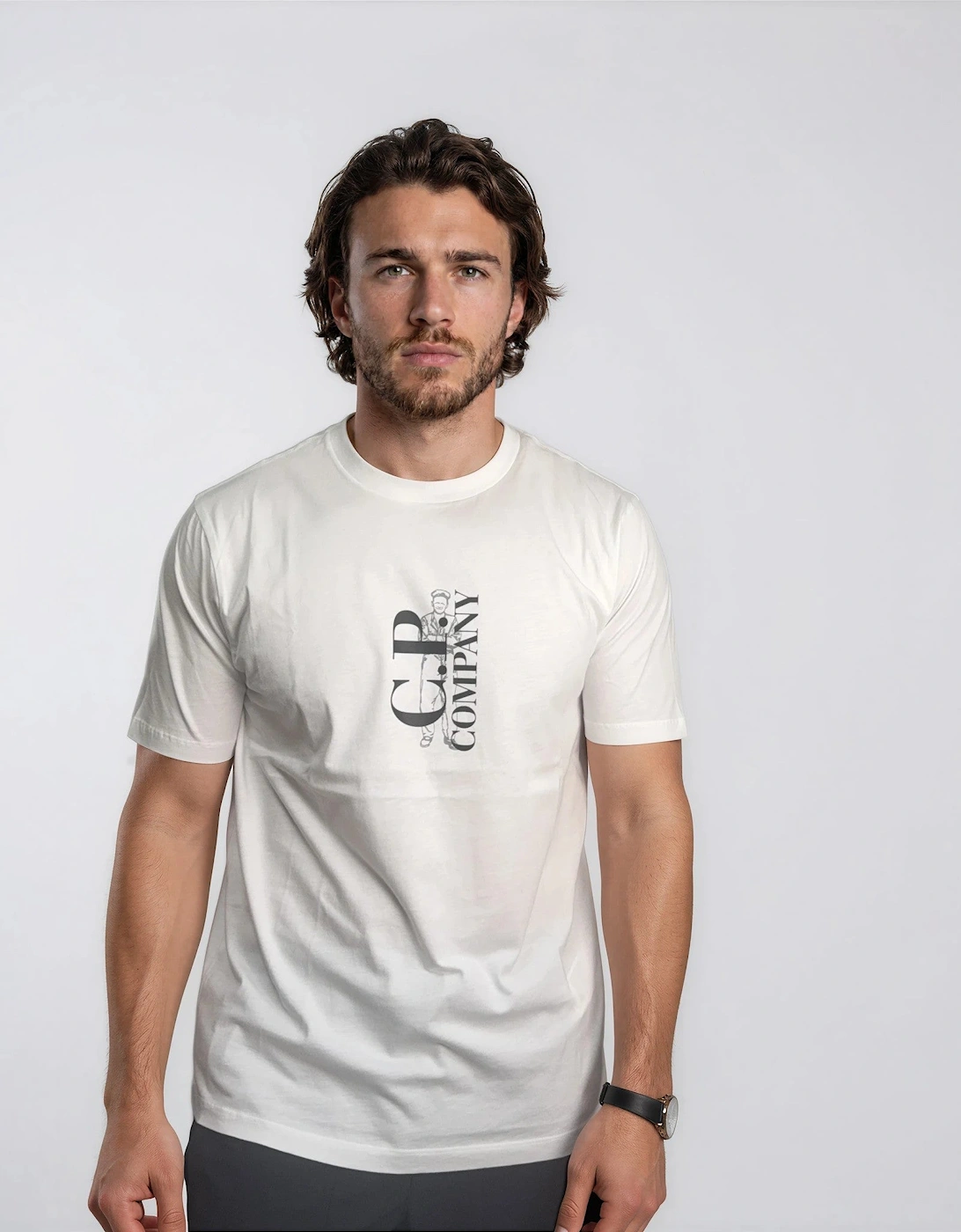 CP Company 30/1 Jersey Short Sleeve Printed T-Shirt in White