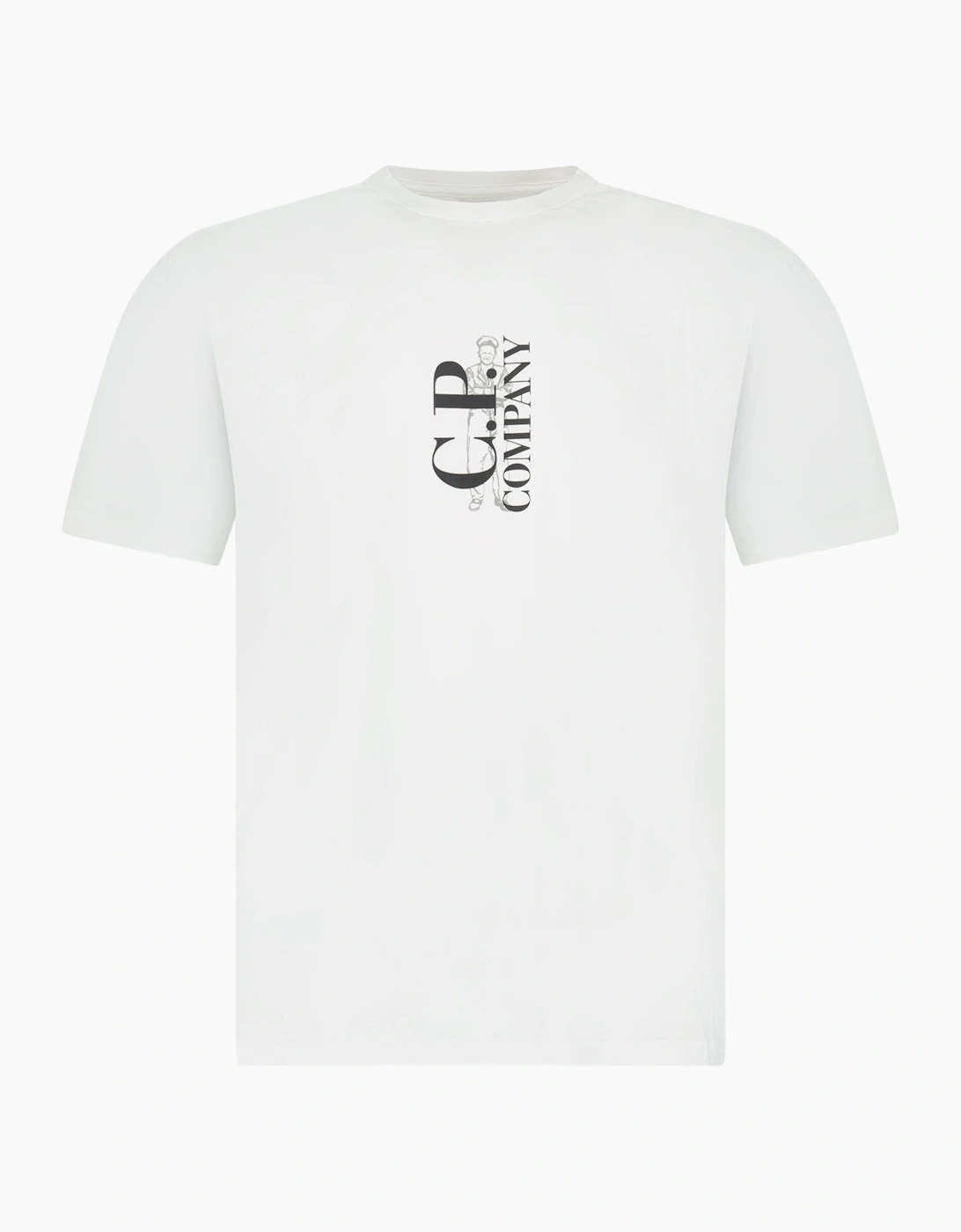 CP Company 30/1 Jersey Short Sleeve Printed T-Shirt in White