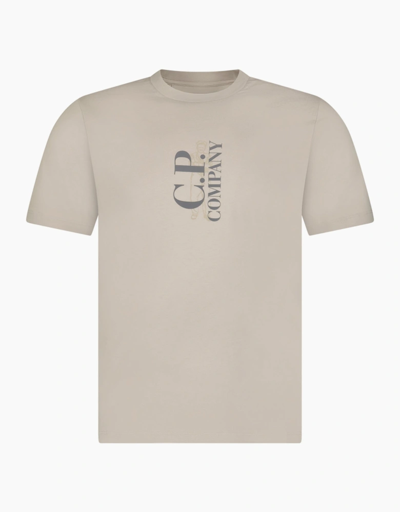 CP Company 30/1 Jersey Short Sleeve Printed T-Shirt in Dove Grey