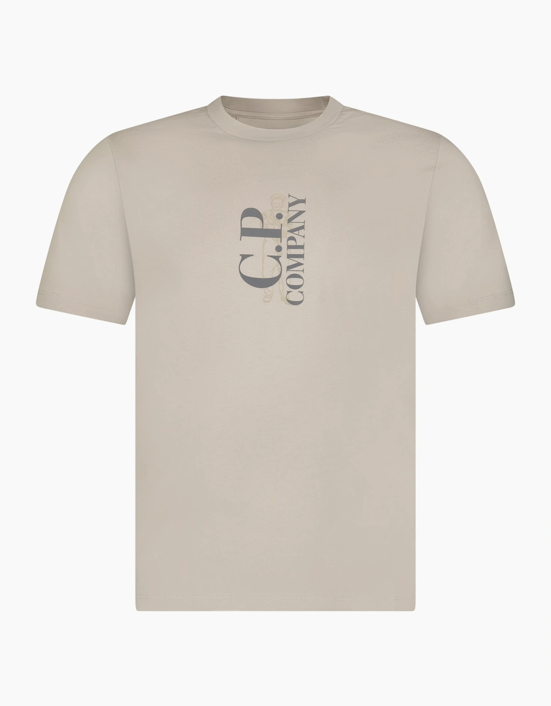 Men's CP Company 30/1 Jersey Short Sleeve Printed T-Shirt in Dove Grey - Size: 36