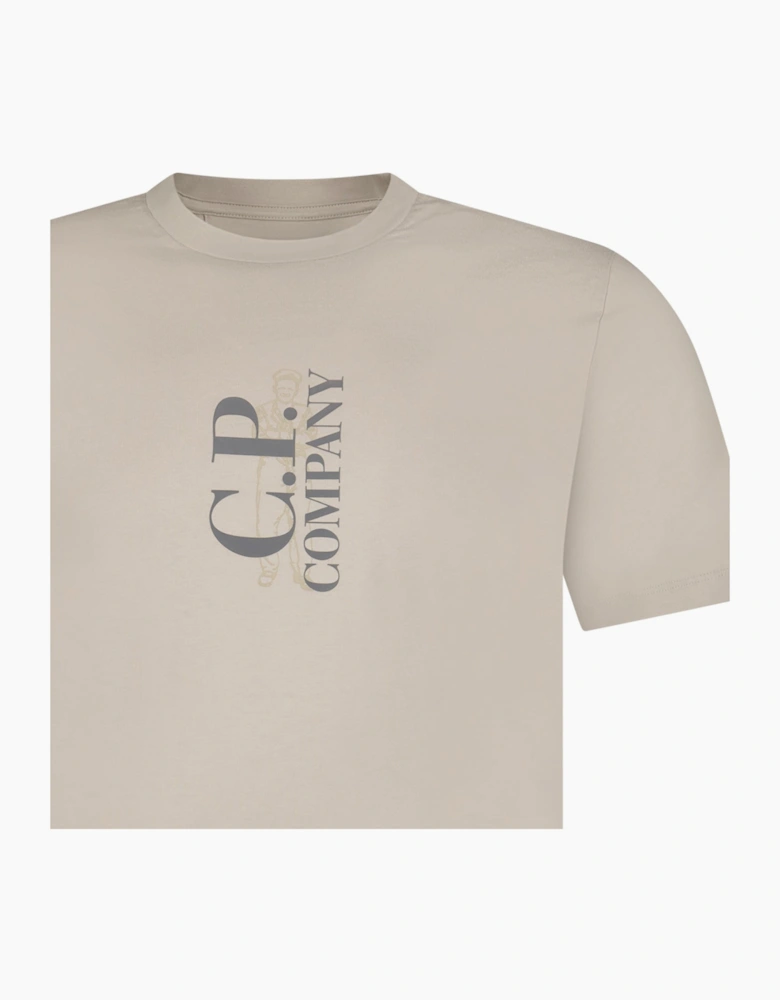 CP Company 30/1 Jersey Short Sleeve Printed T-Shirt in Dove Grey
