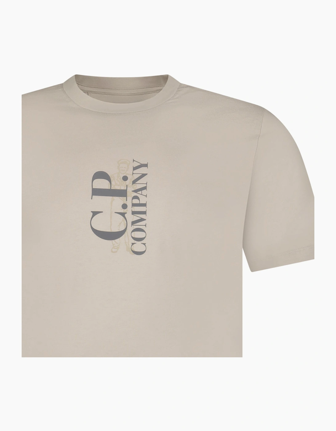 CP Company 30/1 Jersey Short Sleeve Printed T-Shirt in Dove Grey