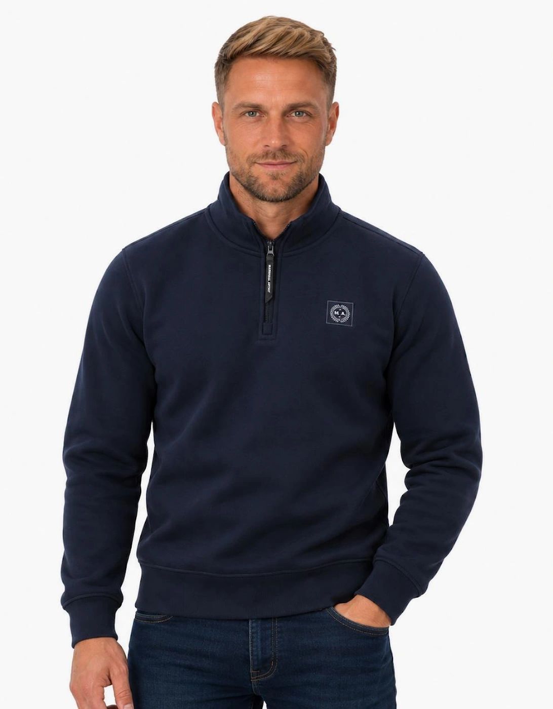 Marshall Artist Marchio 1/4 Zip Sweatshirt Navy