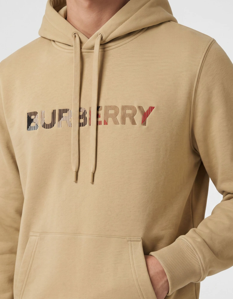 Burberry Logo Embroidered Hoodie Beige