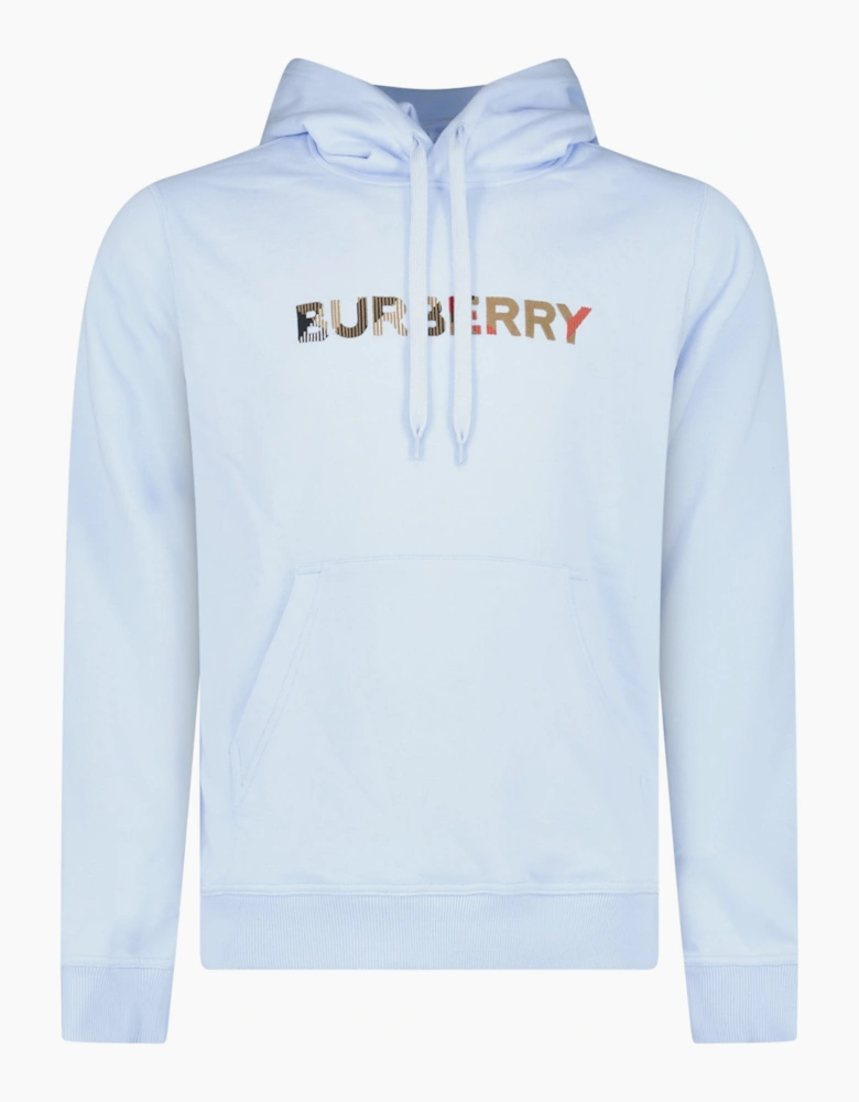 Burberry Logo Embroidered Hoodie Light Blue