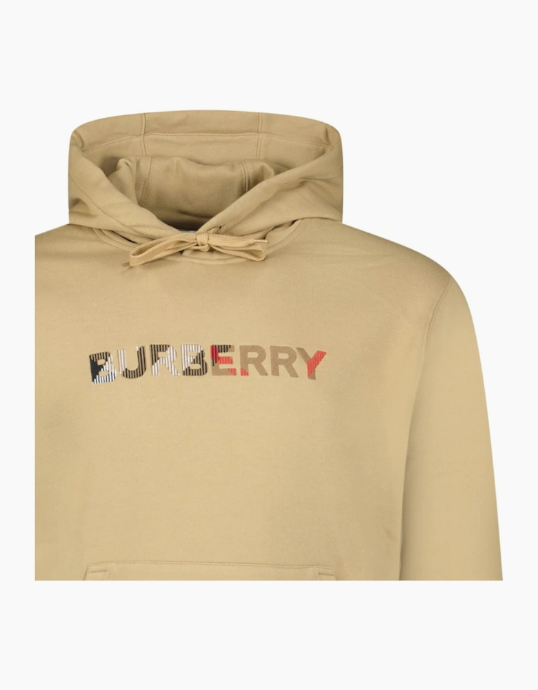 Burberry Logo Embroidered Hoodie Beige