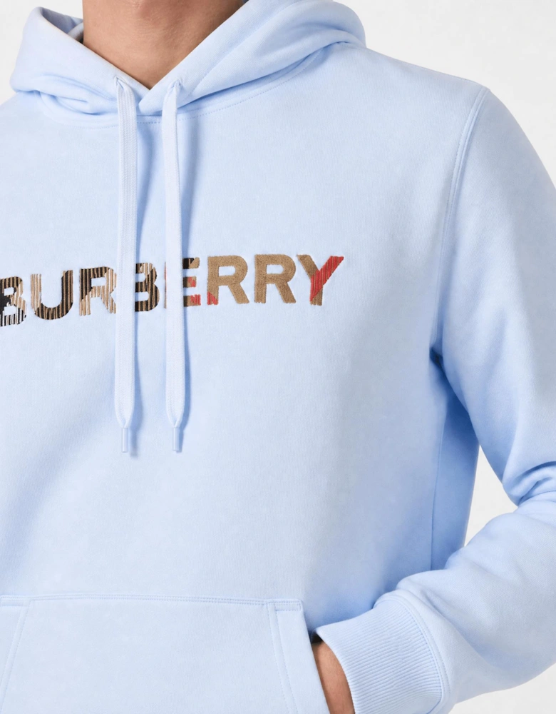 Burberry Logo Embroidered Hoodie Light Blue