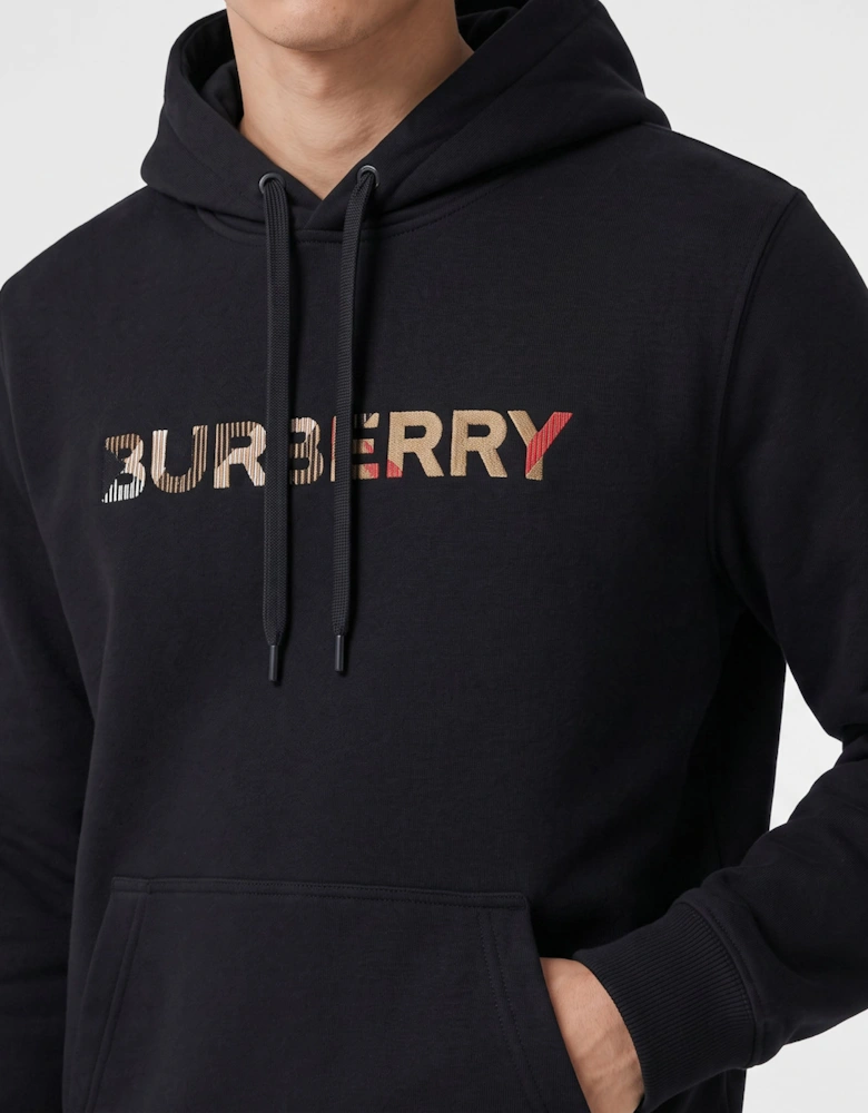 Burberry Logo Embroidered Hoodie Black