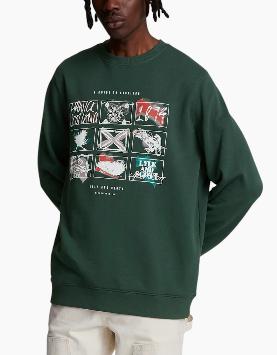 Lyle & Scott ML2119V Mens Graphic Sweatshirt Guide to Scotland Crew Neck Jumper