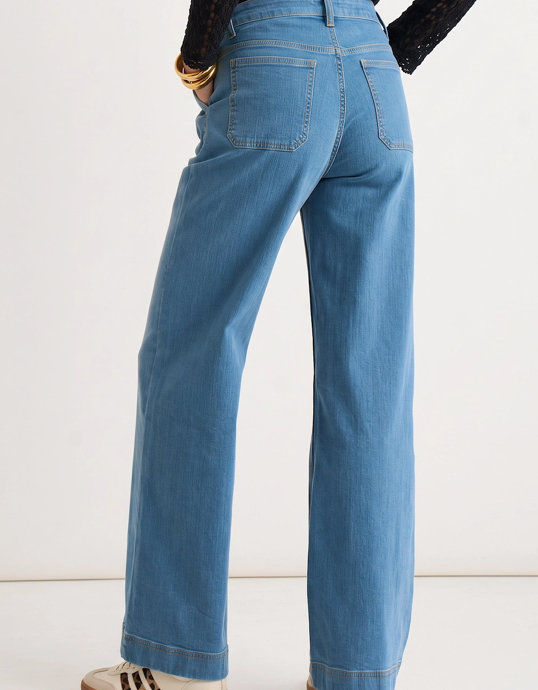 Blue Pleat Wide Leg Jean