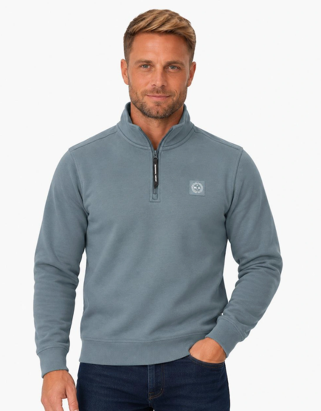 Marshall Artist Marchio 1/4 Zip Sweatshirt Storm Grey