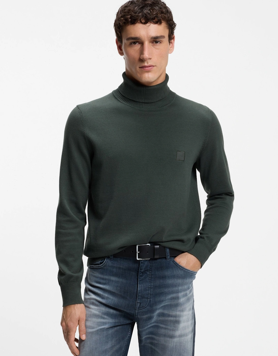 BOSS Orange Akiro S Sweater 377 Open Green