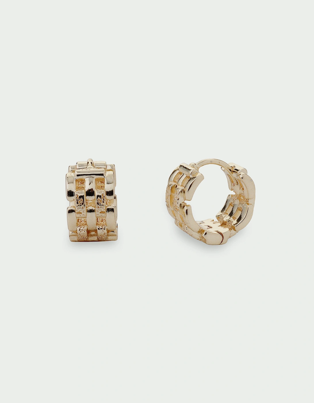Linear Woven Chain Huggie Earrings