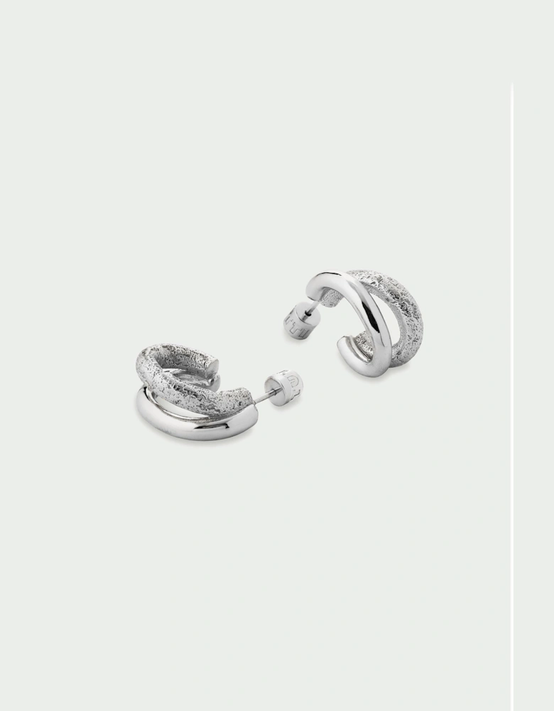 Mirage Large Textured Double Hoop Stud Back Earrings