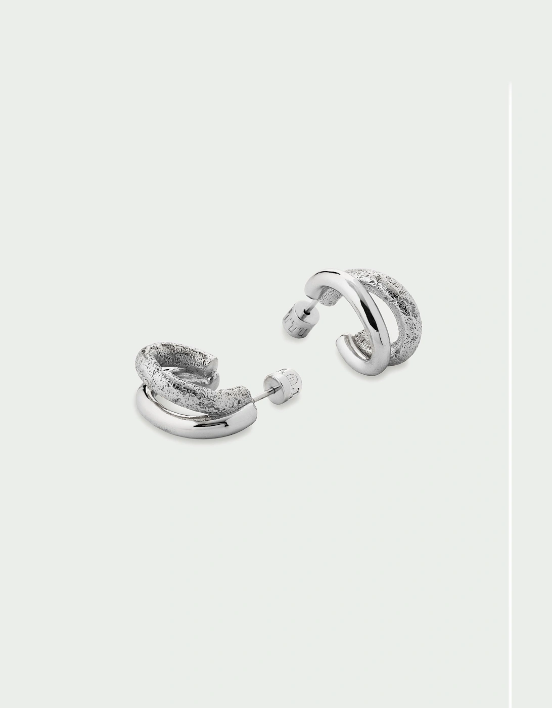 Mirage Large Textured Double Hoop Stud Back Earrings