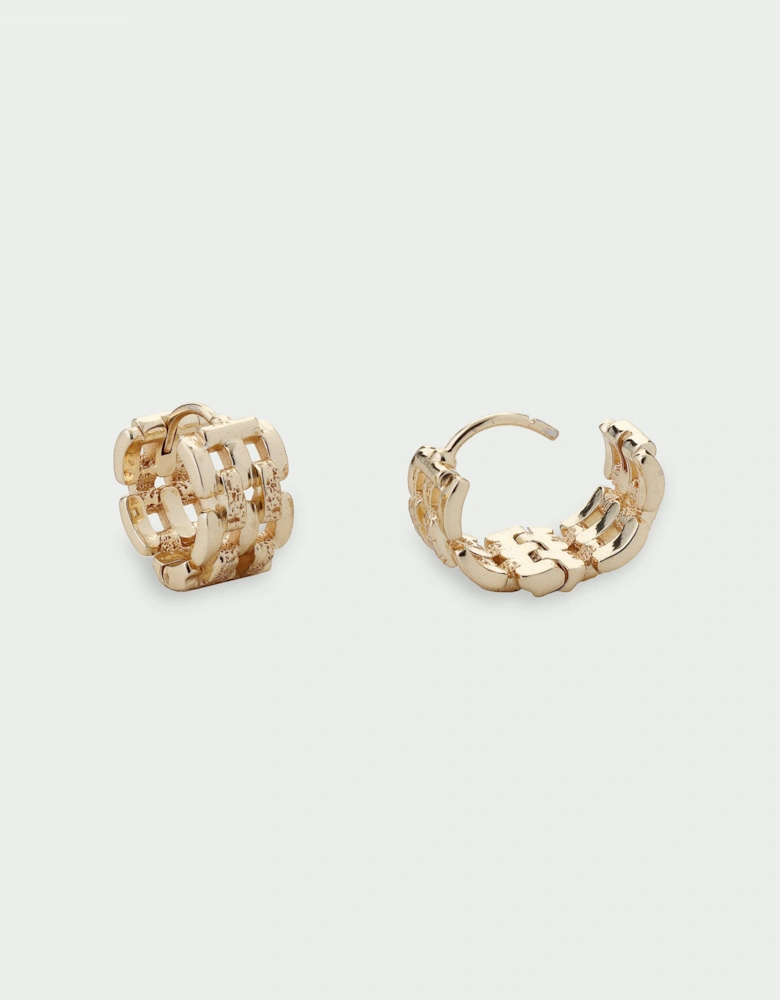 Linear Woven Chain Huggie Earrings