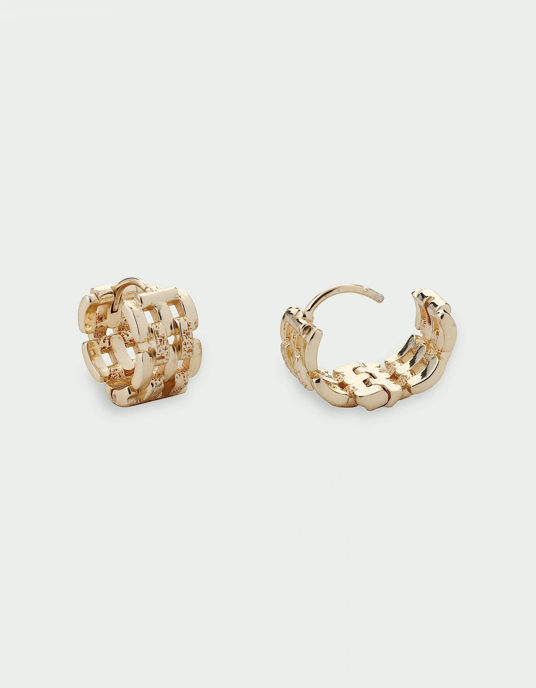 Linear Woven Chain Huggie Earrings