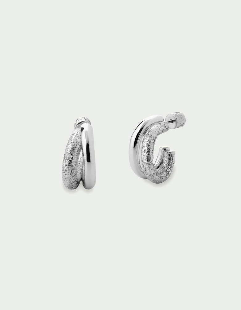 Mirage Large Textured Double Hoop Stud Back Earrings