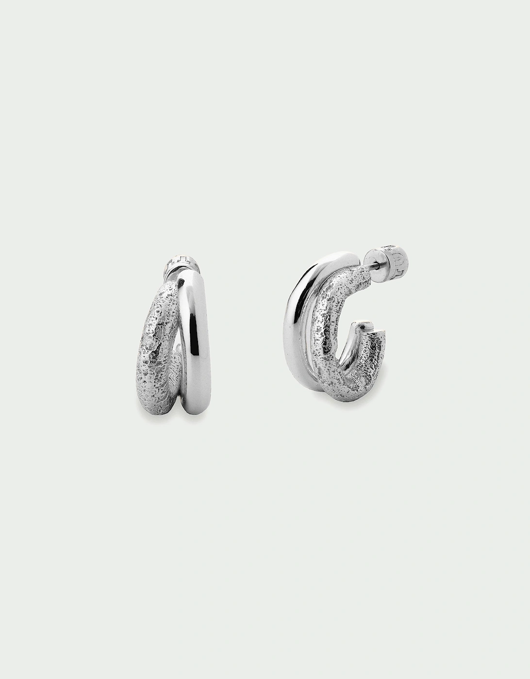 Mirage Large Textured Double Hoop Stud Back Earrings