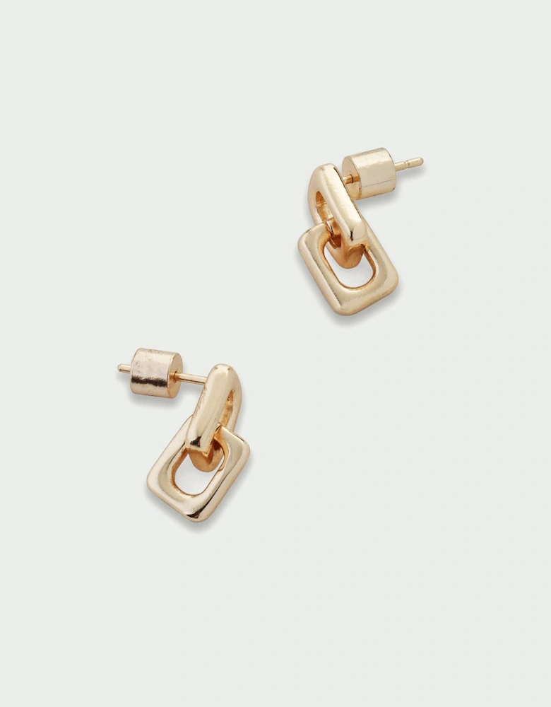 Link Soft Square Double Drop Stud Back Earrings