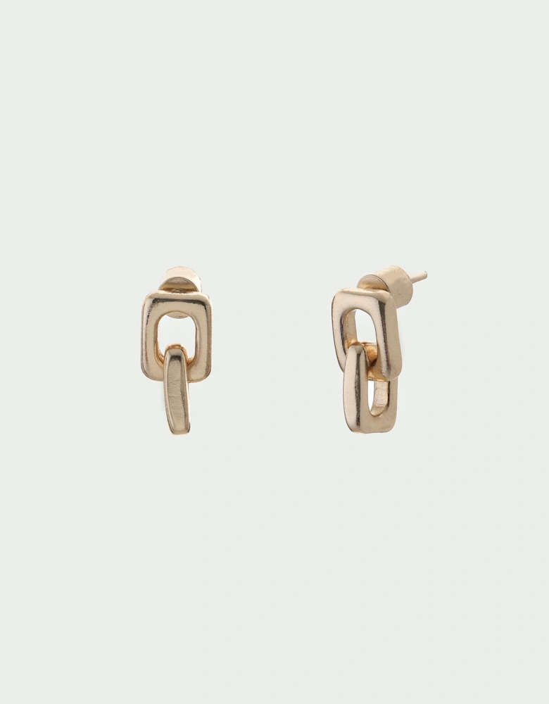 Link Soft Square Double Drop Stud Back Earrings