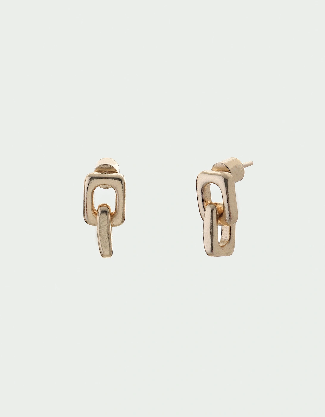 Link Soft Square Double Drop Stud Back Earrings