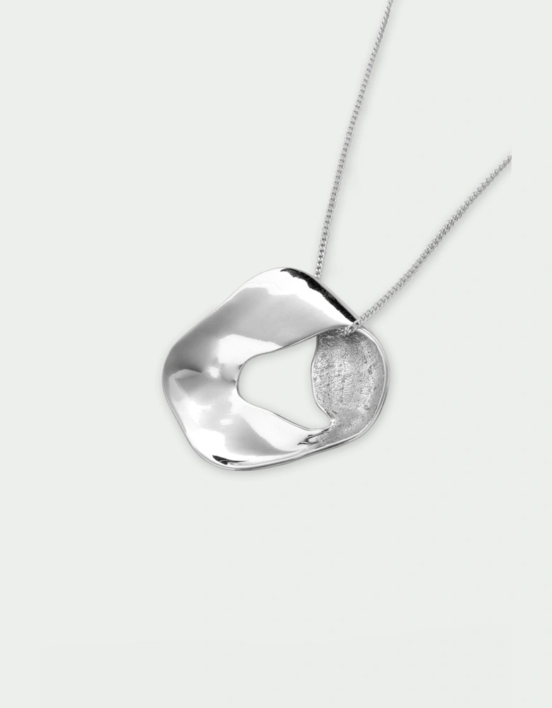 Wave Open Uneven Textured Pendant Necklace