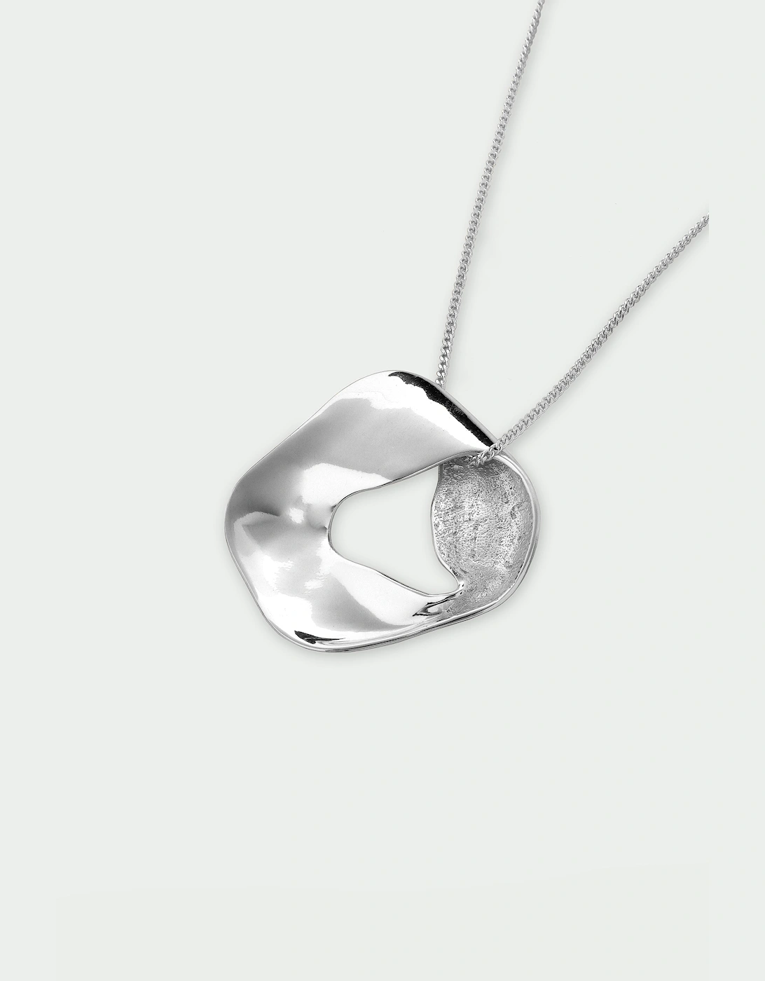 Wave Open Uneven Textured Pendant Necklace