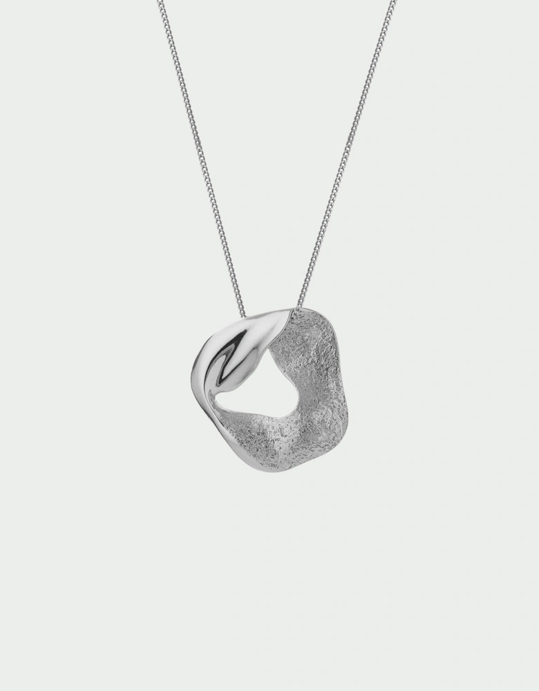 Wave Open Uneven Textured Pendant Necklace