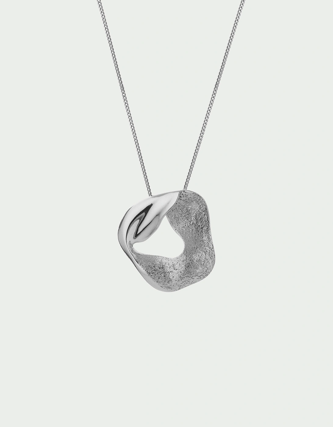 Wave Open Uneven Textured Pendant Necklace