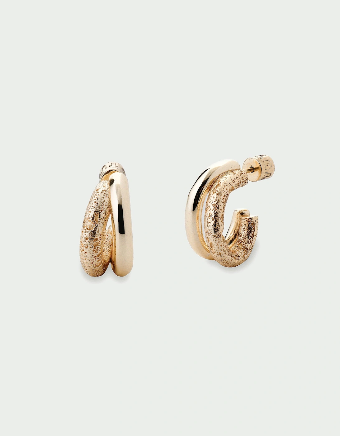Mirage Large Textured Double Hoop Stud Back Earrings