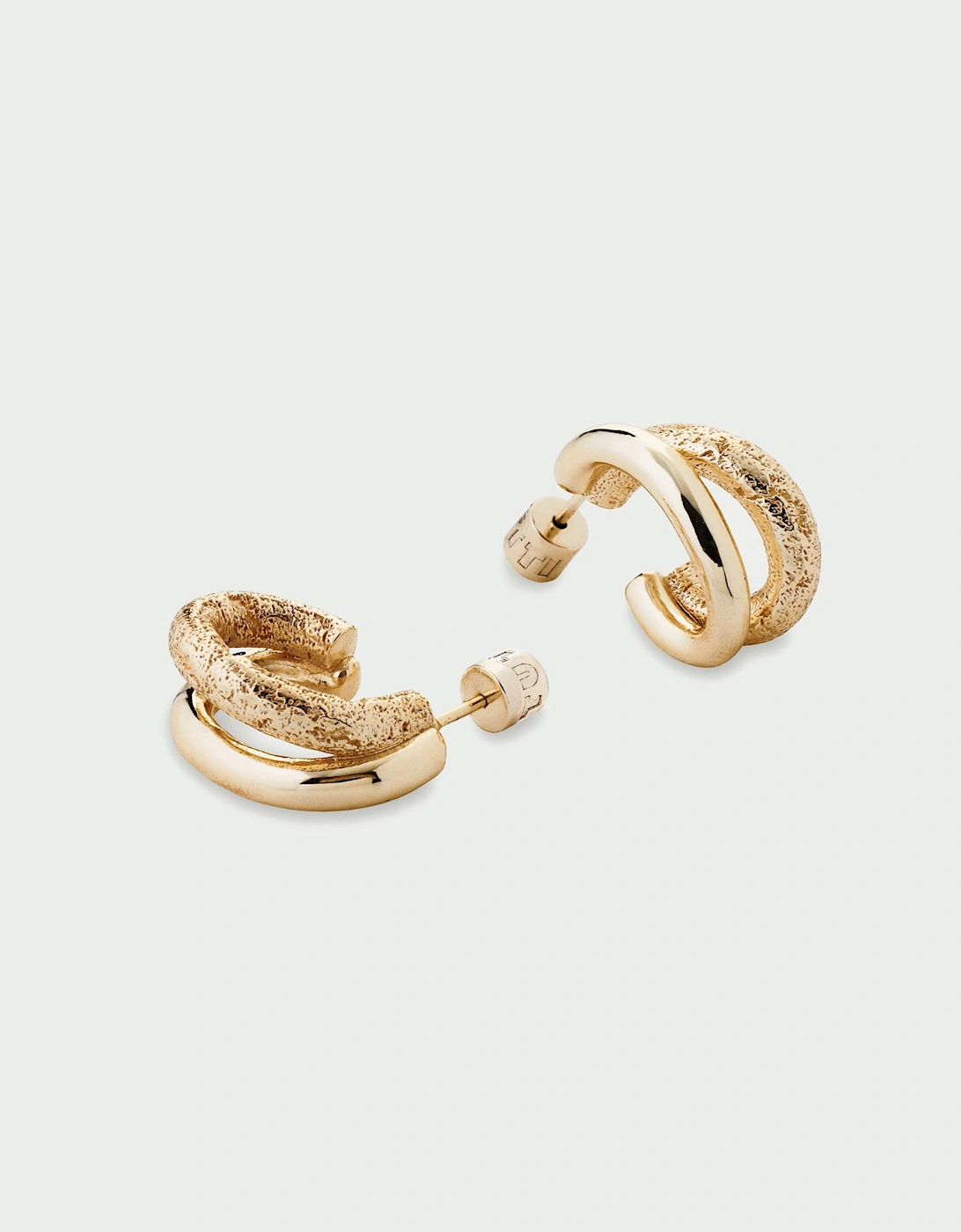 Mirage Large Textured Double Hoop Stud Back Earrings