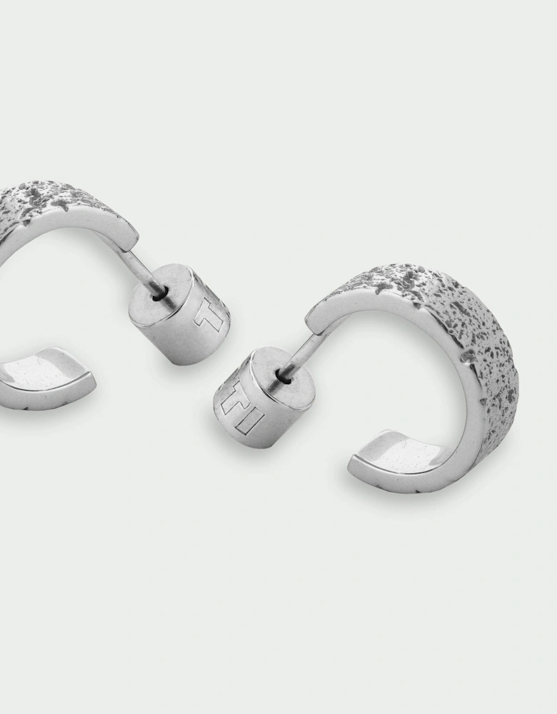 Time Textured Stud Back Hoop Earrings
