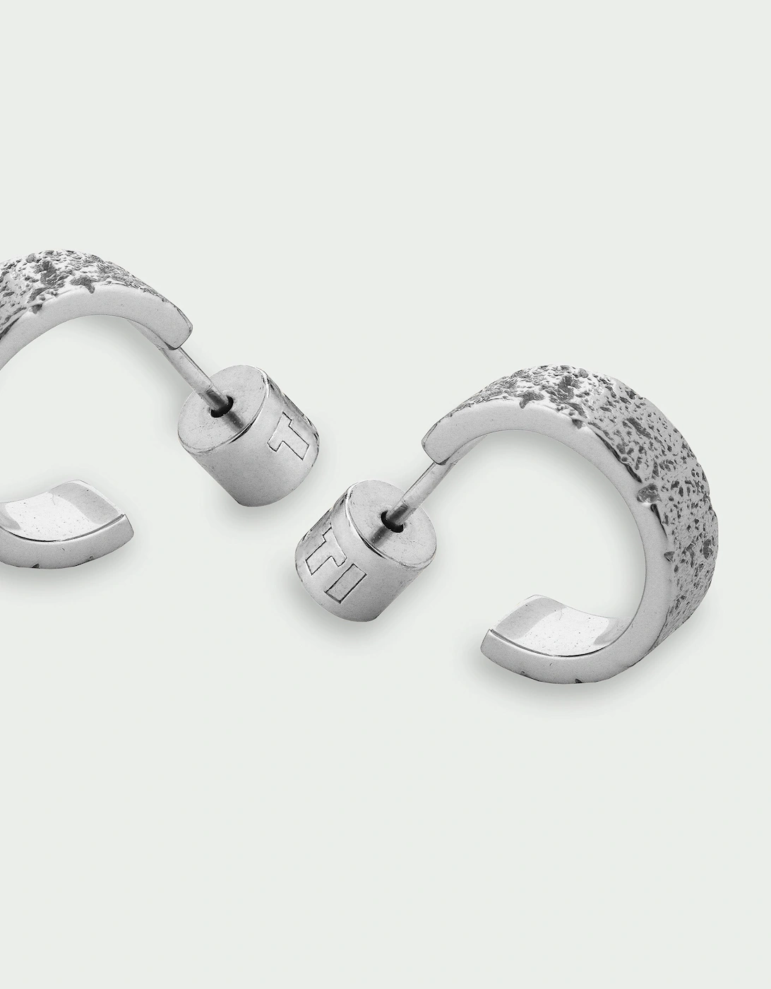 Time Textured Stud Back Hoop Earrings