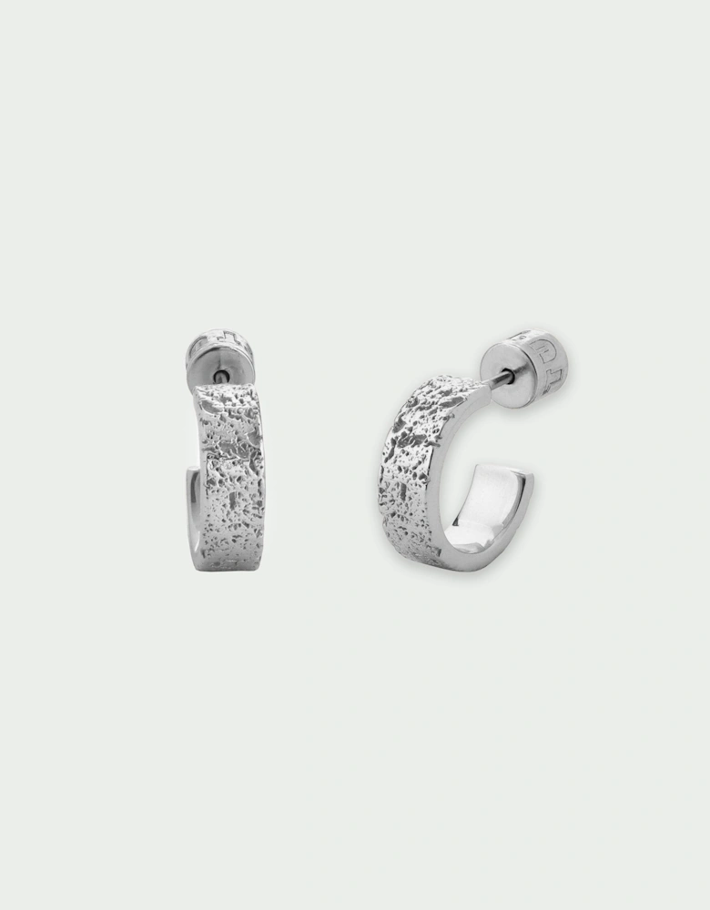 Time Textured Stud Back Hoop Earrings