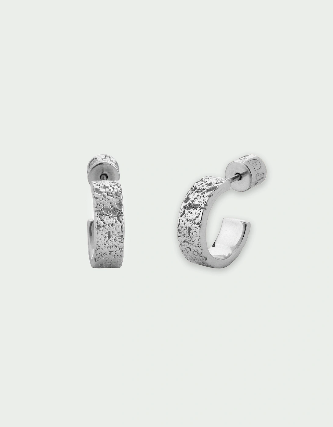 Time Textured Stud Back Hoop Earrings